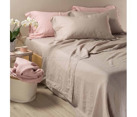 Completo lenzuola matrimoniale di lino Caleffi Panarea